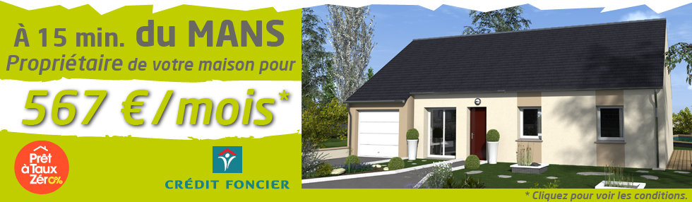 Achat maison Sarthe : Constructeur de maisons 100 m2 moins de 100 000 € Sarthe (72)
